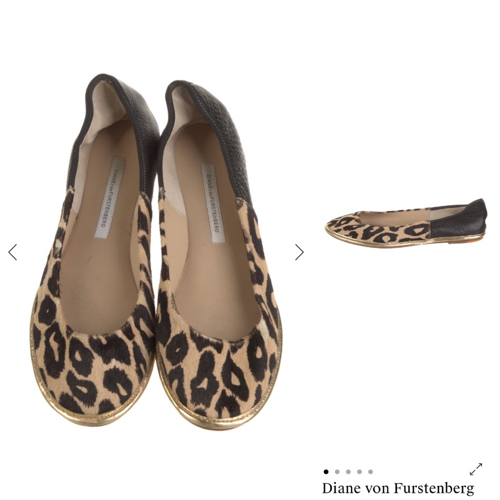 Diane von Furstenberg leopard pony hair flats 8.5